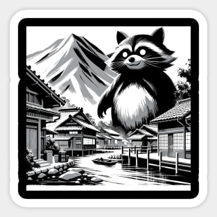 Japanese Big Raccoon Pun Funny Raccoon Sticker